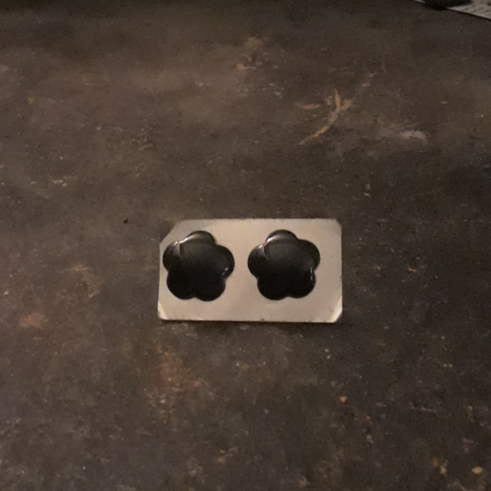 Black flower earrings